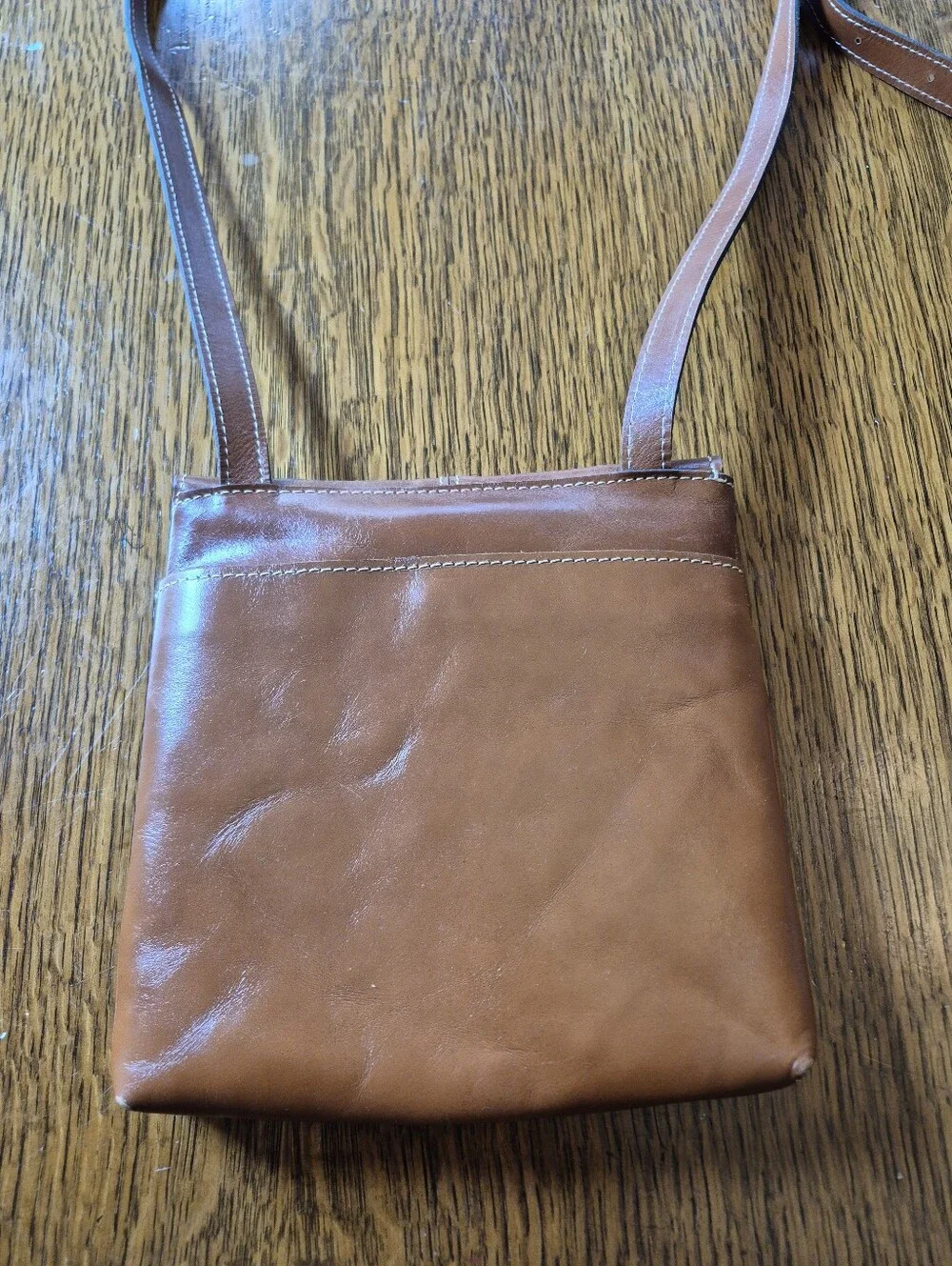 Patricia Nash Leather Crossbody Bag with Front Flap (Snaps) & Wallet Set - Brown